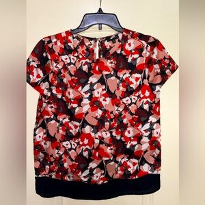 The Limited top. Size small. Red/navy floral print. EUC